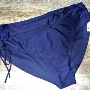 TIME & TRU Women's Plus Blue Shirred Side High Waist Swim Bottom Bikini SZ 3x